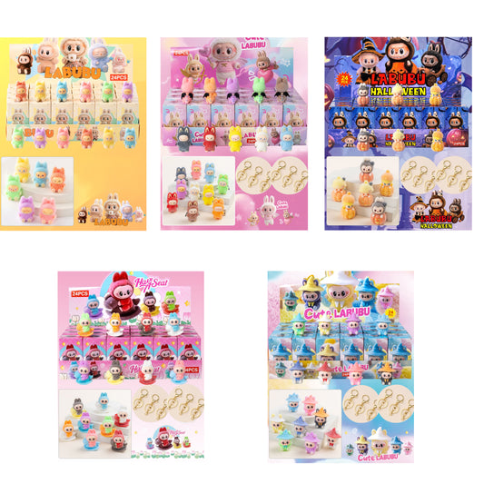 Labubu Flocked Vinyl Figure Collectible Toy Blind Box Surprise Trendy Desk Decor 24pcs