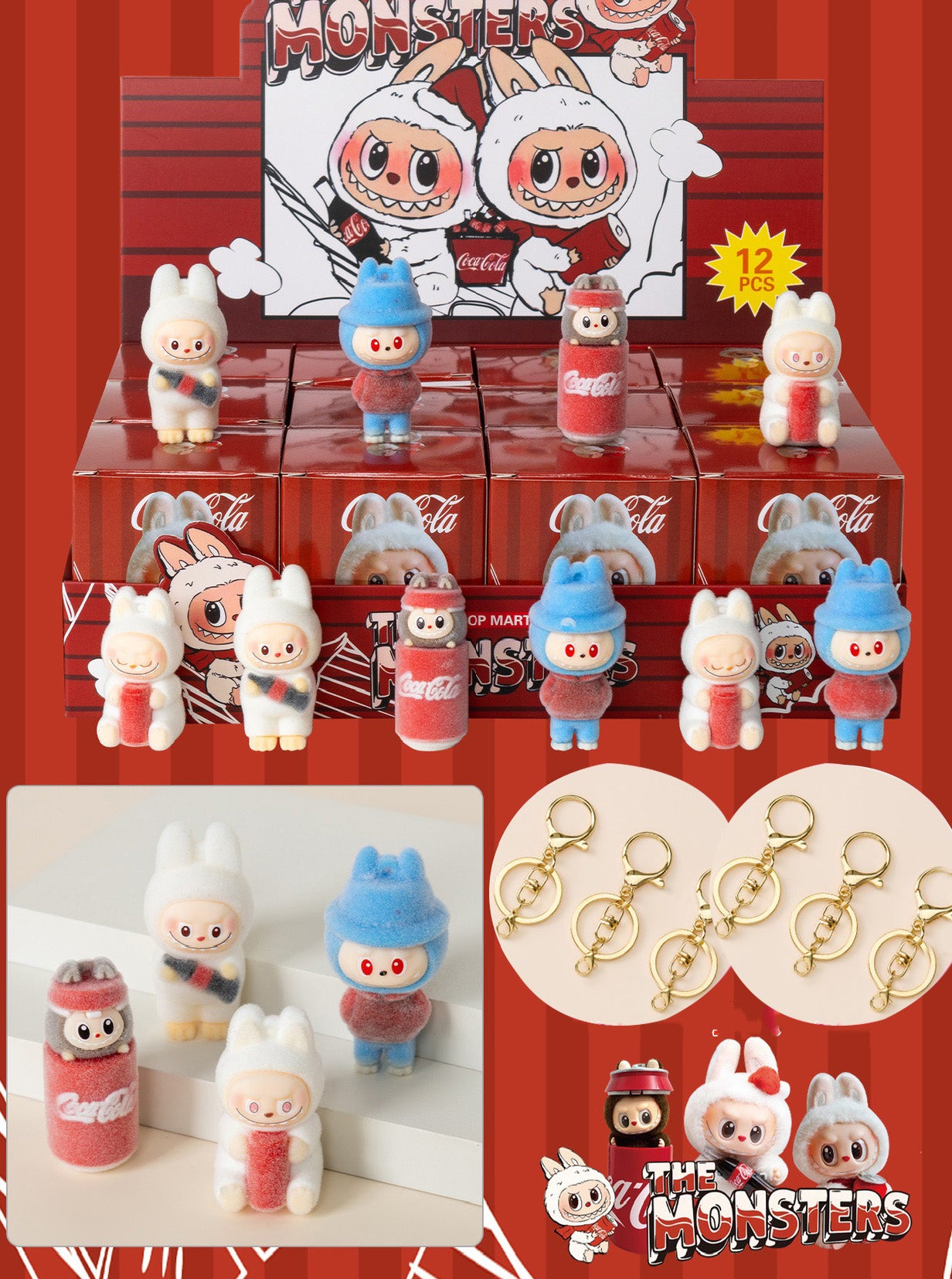 Labubu Flocked Vinyl Figure Halloween Collectible Toy Blind Box Surprise Trendy Desk Decor 12Pcs