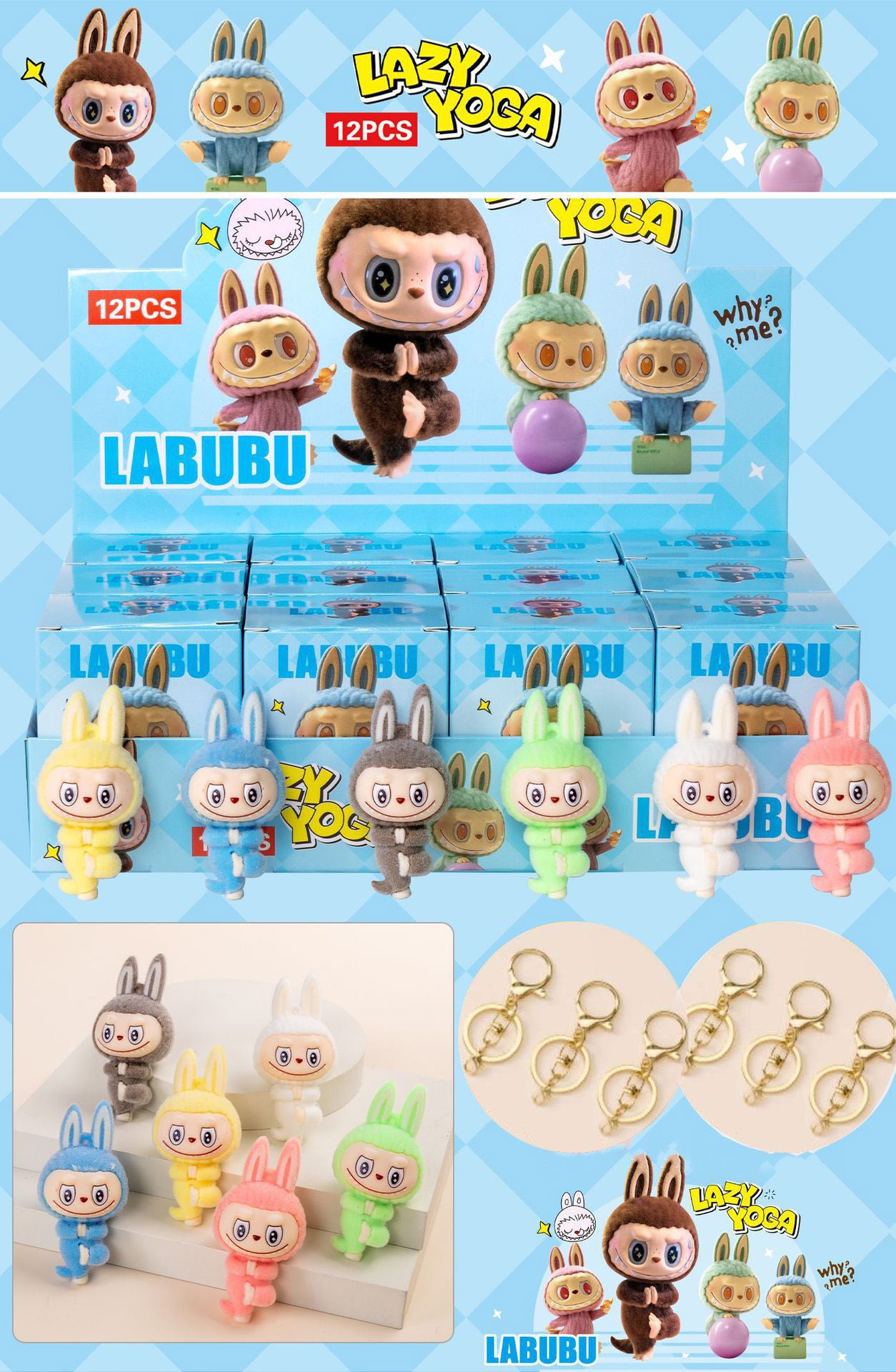 Labubu Christmas Flocked Vinyl Figure Collectible Toy Blind Box Surprise Trendy Desk Decor 12Pcs