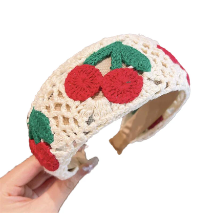 Girl's Floral Embroidery Knit Headband Spring Hair Accessory