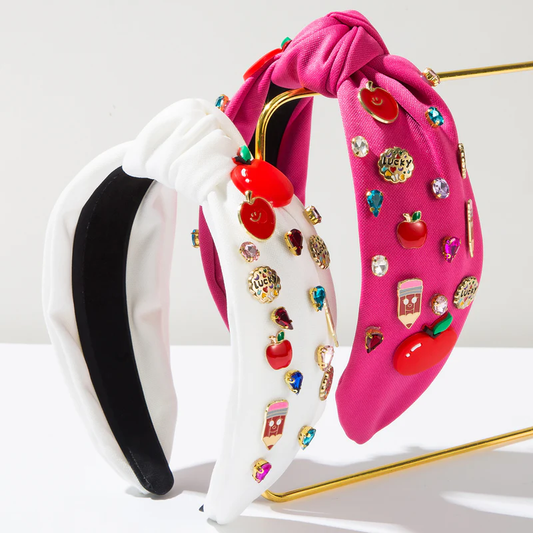 Back To School Headband Seed Beads Rhinestones Knot 2 Colors