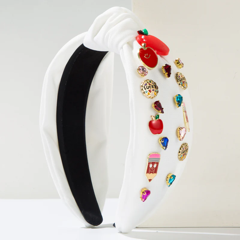 Back To School Headband Seed Beads Rhinestones Knot 2 Colors