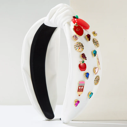 Back To School Headband Seed Beads Rhinestones Knot 2 Colors