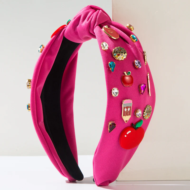 Back To School Headband Seed Beads Rhinestones Knot 2 Colors