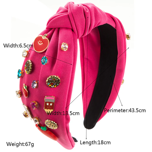 Back To School Headband Seed Beads Rhinestones Knot 2 Colors