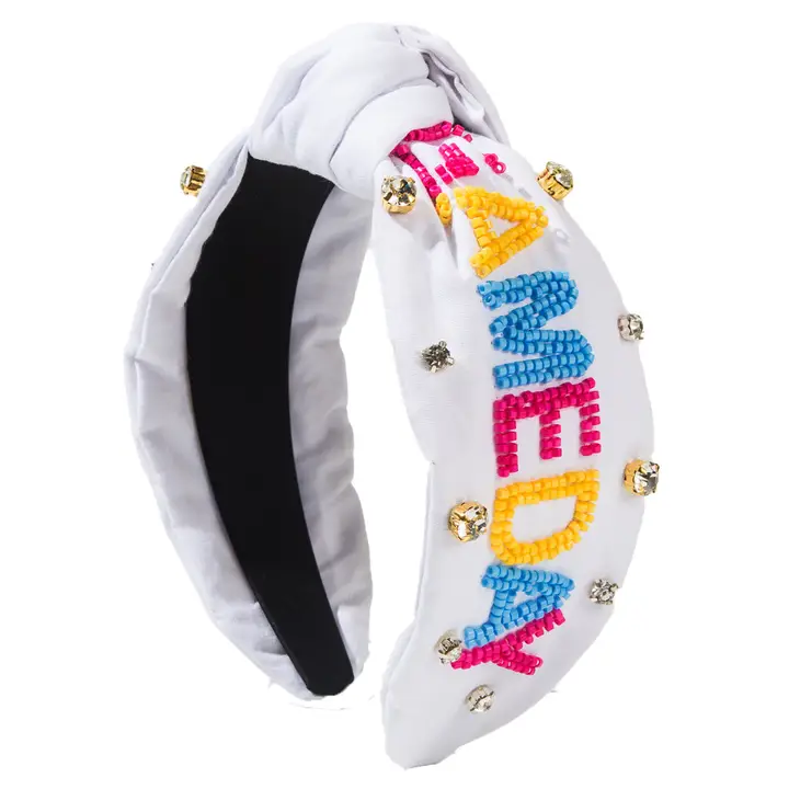Gameday Headband Seed Beads Rhinestones Pearl Knot 3 Clors