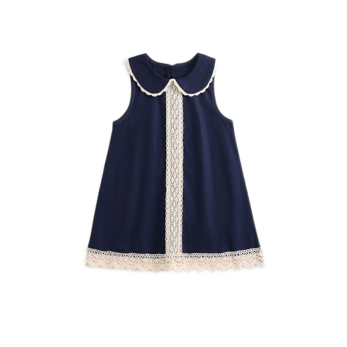 Vintage Lace Trim Girls Sundress Sleeveless Summer Dress