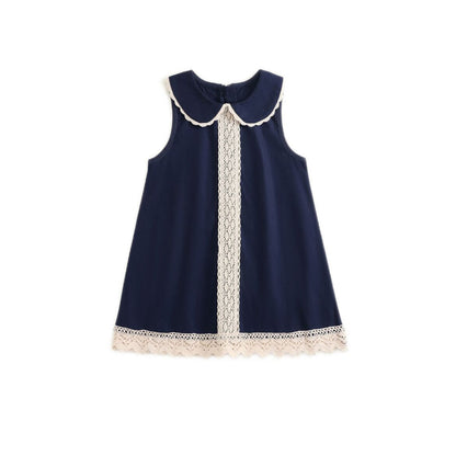 Vintage Lace Trim Girls Sundress Sleeveless Summer Dress