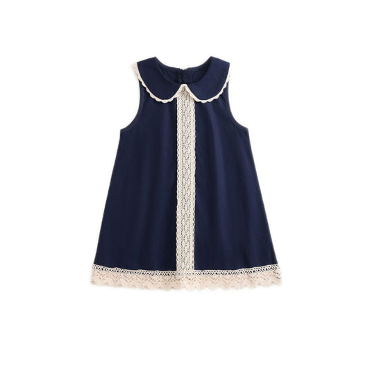 Vintage Lace Trim Girls Sundress Sleeveless Summer Dress