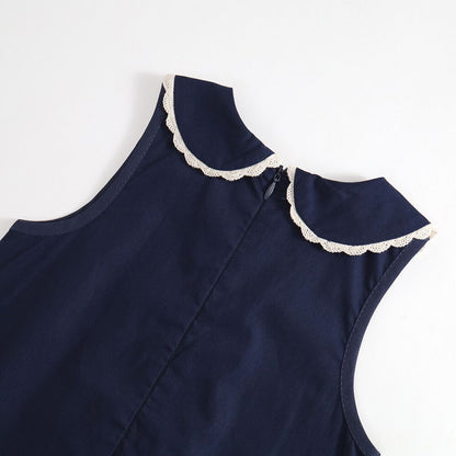 Vintage Lace Trim Girls Sundress Sleeveless Summer Dress