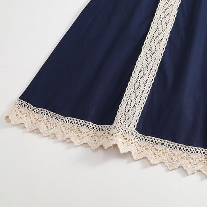 Vintage Lace Trim Girls Sundress Sleeveless Summer Dress