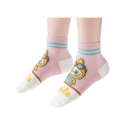 Girls Baby Cotton Mesh Socks – Cute Cartoon Breathable Thin Socks 5 Pair/Pack