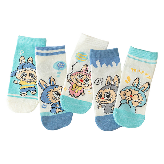 Labubu Baby Boy's Cotton Mesh Breathable Thin Socks 5 Pair/Pack