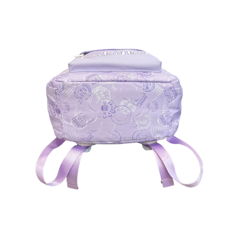 Labubu Trendy Print Large Backpack Back To School Bag With Keychain Charm