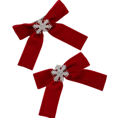 Christmas Velvet Bow Hair Clip – Sweet Snowflake Side Clip for Holiday & New Year