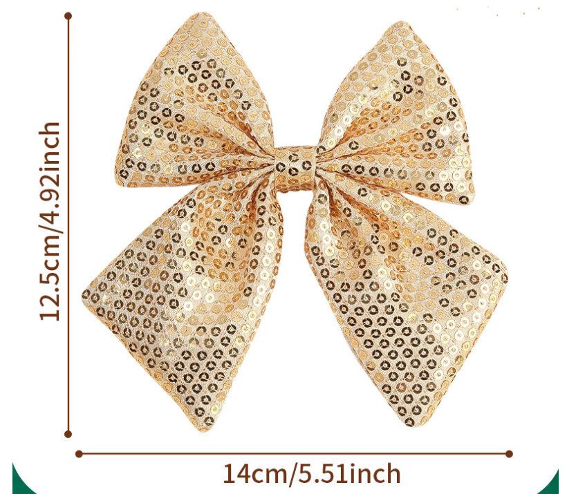 Christmas Bow Hair Clips – Solid Pearl Glitter Bow Barrettes for Girls