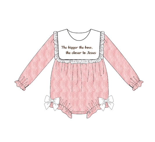 Girls’ Long Sleeve Dress with Embroidered Lettering – Polka Dot Jacquard Mesh
