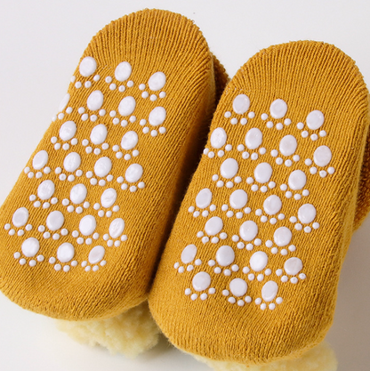 Newborn Baby Christmas Socks Red Combed Cotton Thick Fleece-Lined Non-Slip Floor Socks for Winter