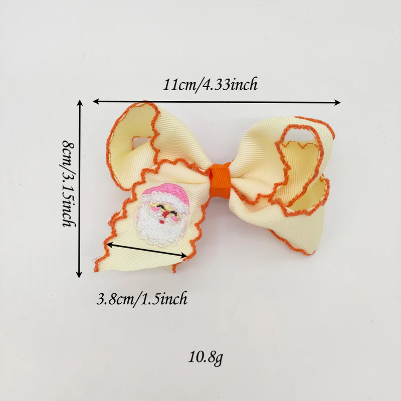 Christmas Santa Claus Candy Embroidery Hair Clips Bow Hairpins Girls Multi Color