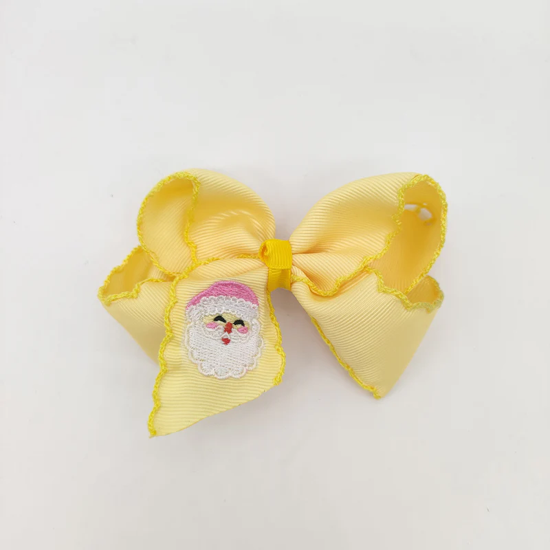 Christmas Santa Claus Candy Embroidery Hair Clips Bow Hairpins Girls Multi Color