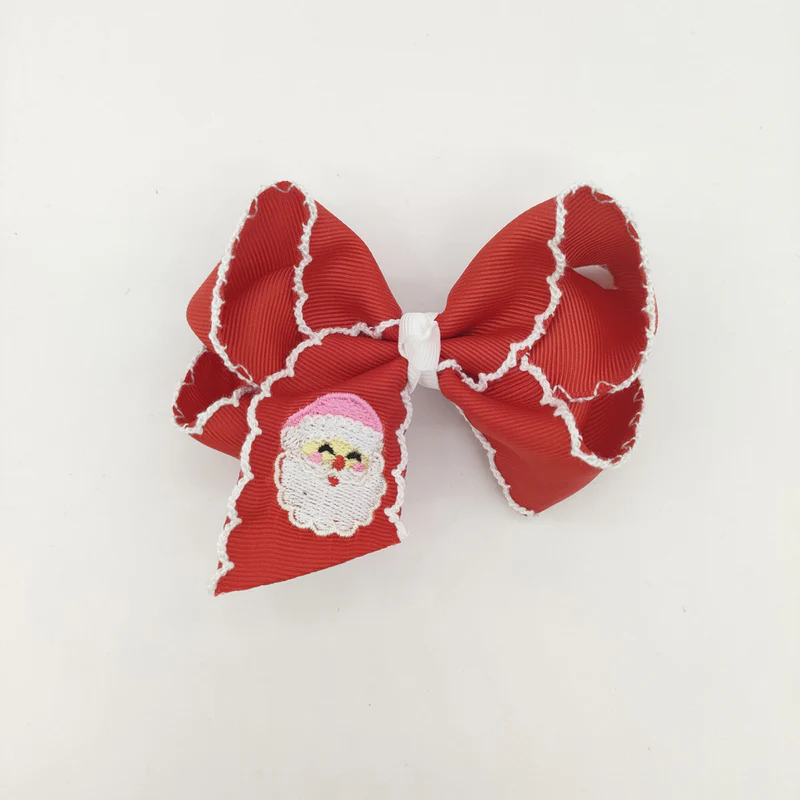Christmas Santa Claus Candy Embroidery Hair Clips Bow Hairpins Girls Multi Color