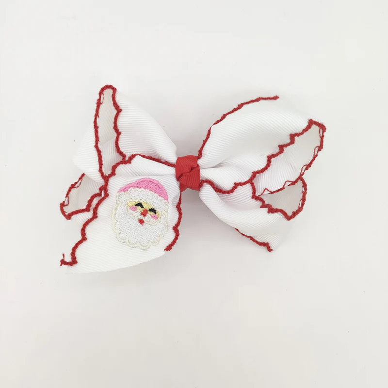 Christmas Santa Claus Candy Embroidery Hair Clips Bow Hairpins Girls Multi Color