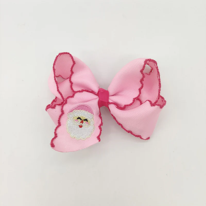 Christmas Santa Claus Candy Embroidery Hair Clips Bow Hairpins Girls Multi Color