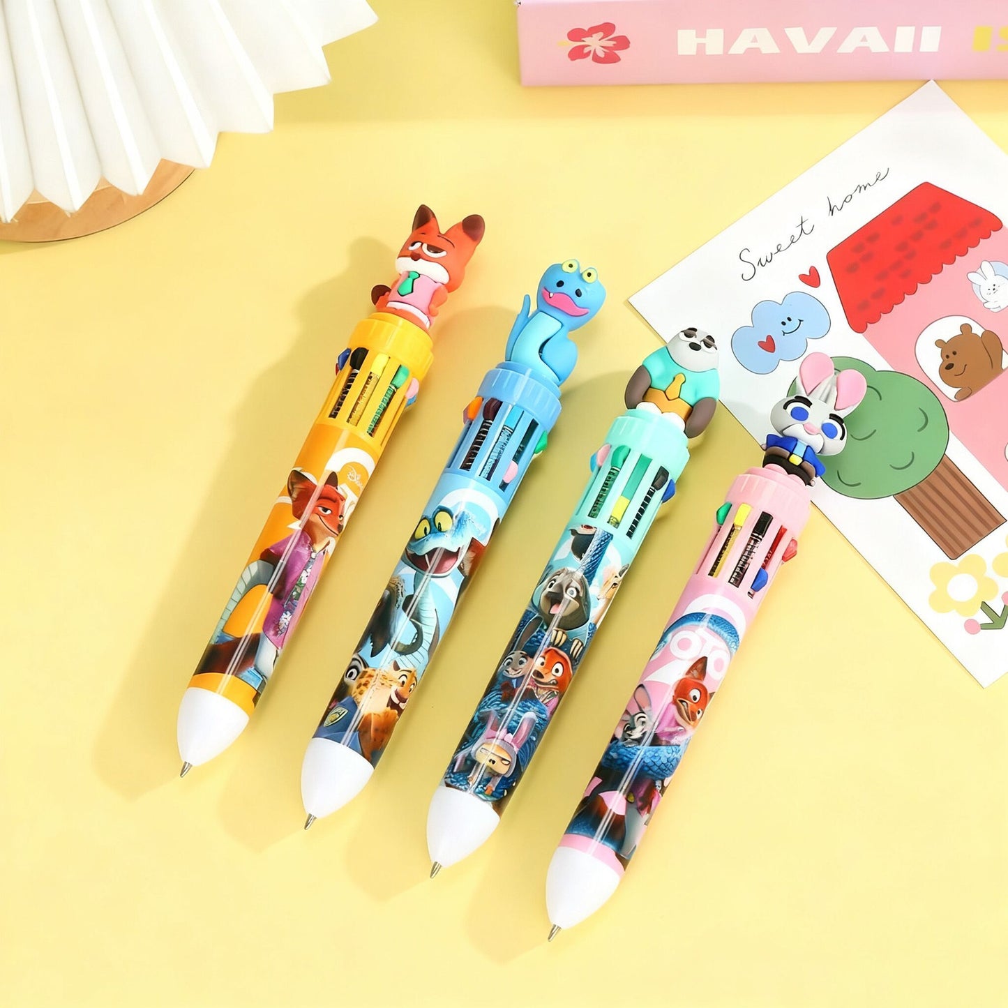 Zoo Nick Judy 10-Color Ballpoint Pen School Office Supplies Retractable Pen Journaling Note-Taking