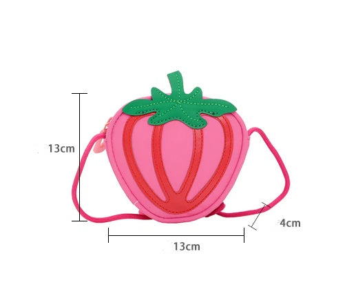 Kids Cartoon Strawberry PU Mini Crossbody Bag – Cute Shoulder Purse for Boys & Girls