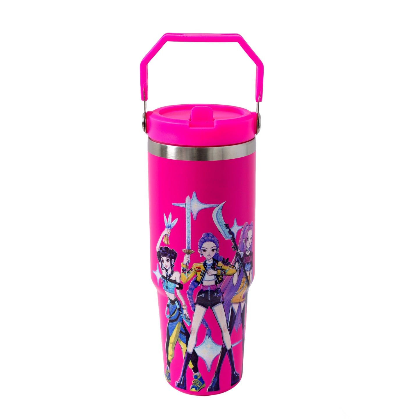 New K-Pop Demon Hunters 30oz Stainless Steel Vacuum Tumbler with Handle and Straw Insulated Car Mug Merch