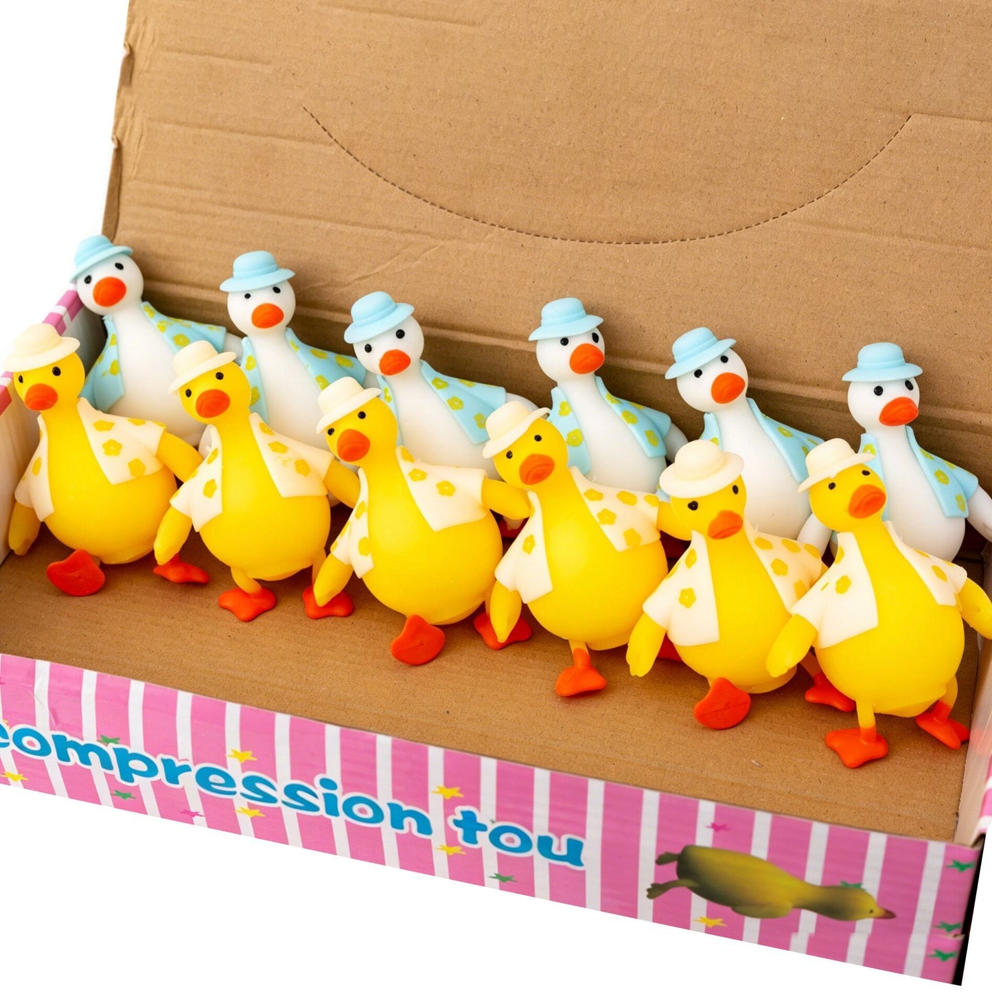 Dress-Up Duck Squishy Stress Relief Toy Box Set – 12pcs Removable Outfit Ducks