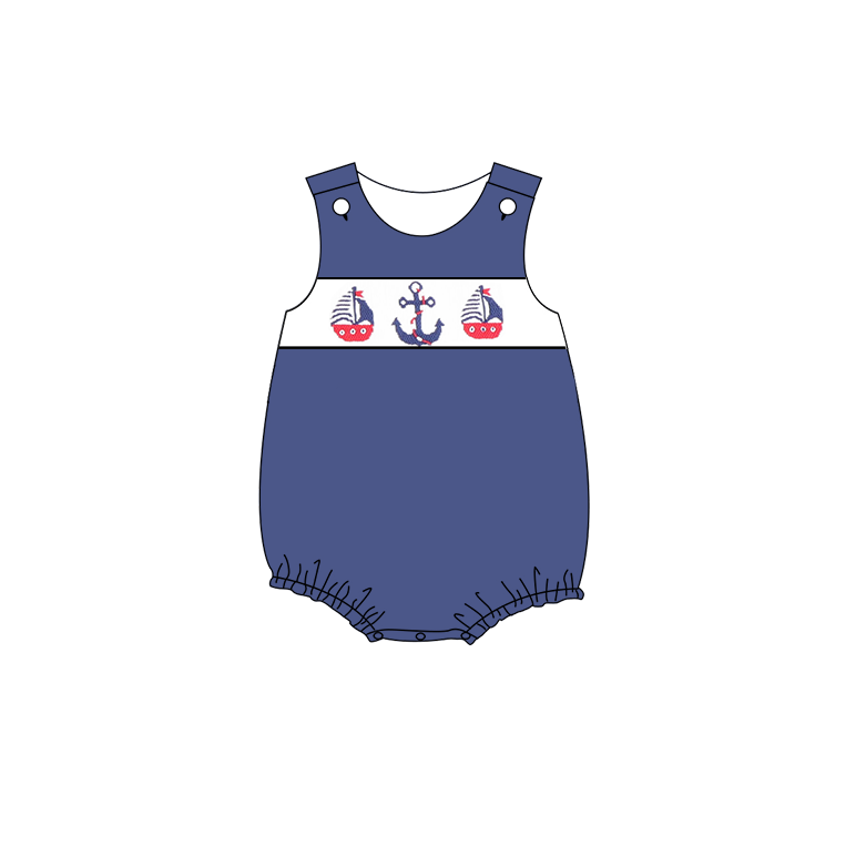 4th Of July Sibling Matching Red Blue Smocked Kids Clothes