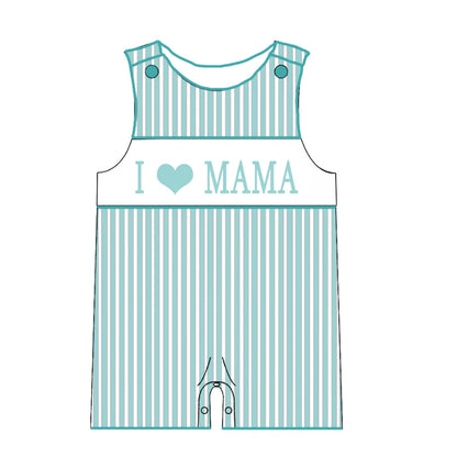 Mother's Day Summer Sibling Kids "I LOVE MAMA" Smocked Clothes
