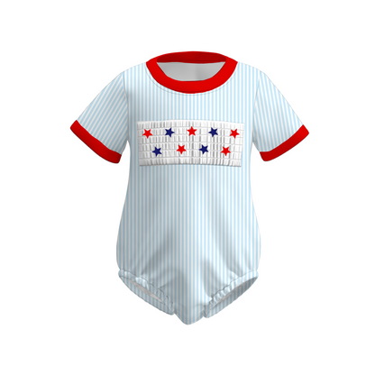 Kids July 4th Sibling Smocked Star Dress And Romper