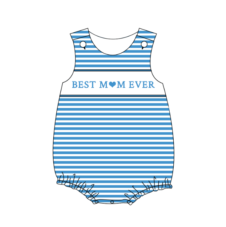 Girls Summer Sibling Kids "BEST MAMA EVER" Smocked Clothes