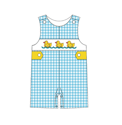 Kids Sibling Summer Rubber Ducks Embroidery Smocked Clothes