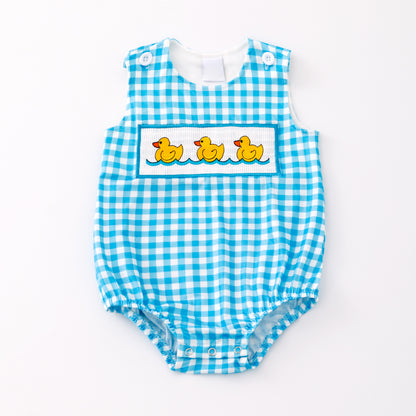 Kids Sibling Summer Rubber Ducks Embroidery Smocked Clothes