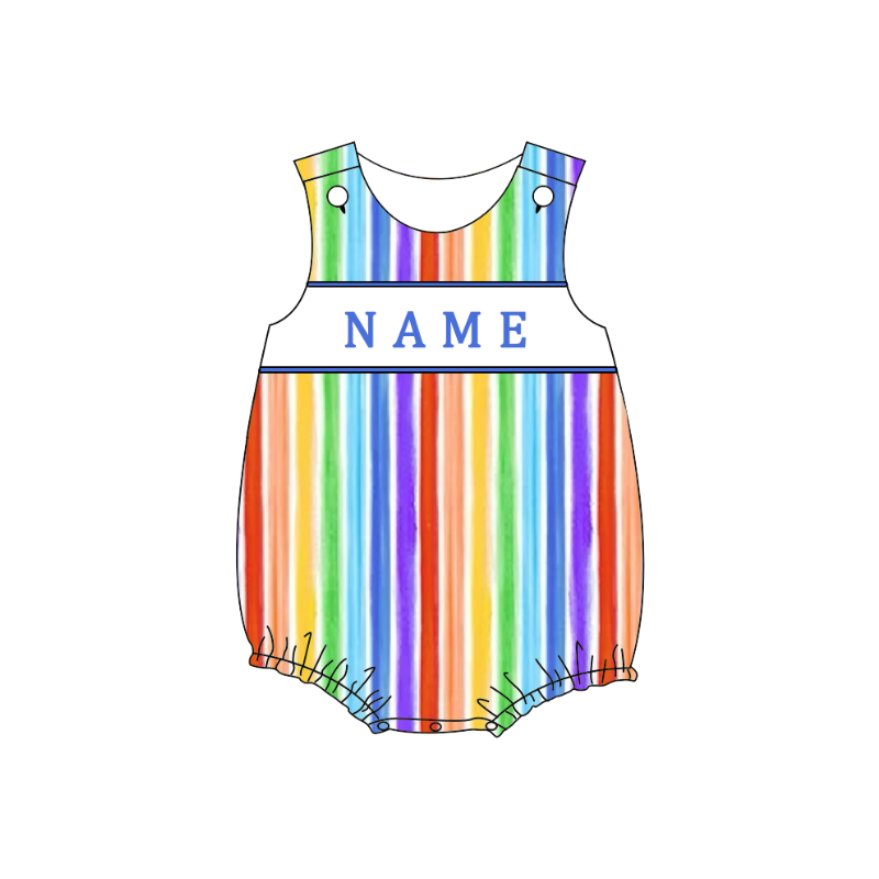 Sibling Summer Kids Rainbow Custom Name Short Set & Romper