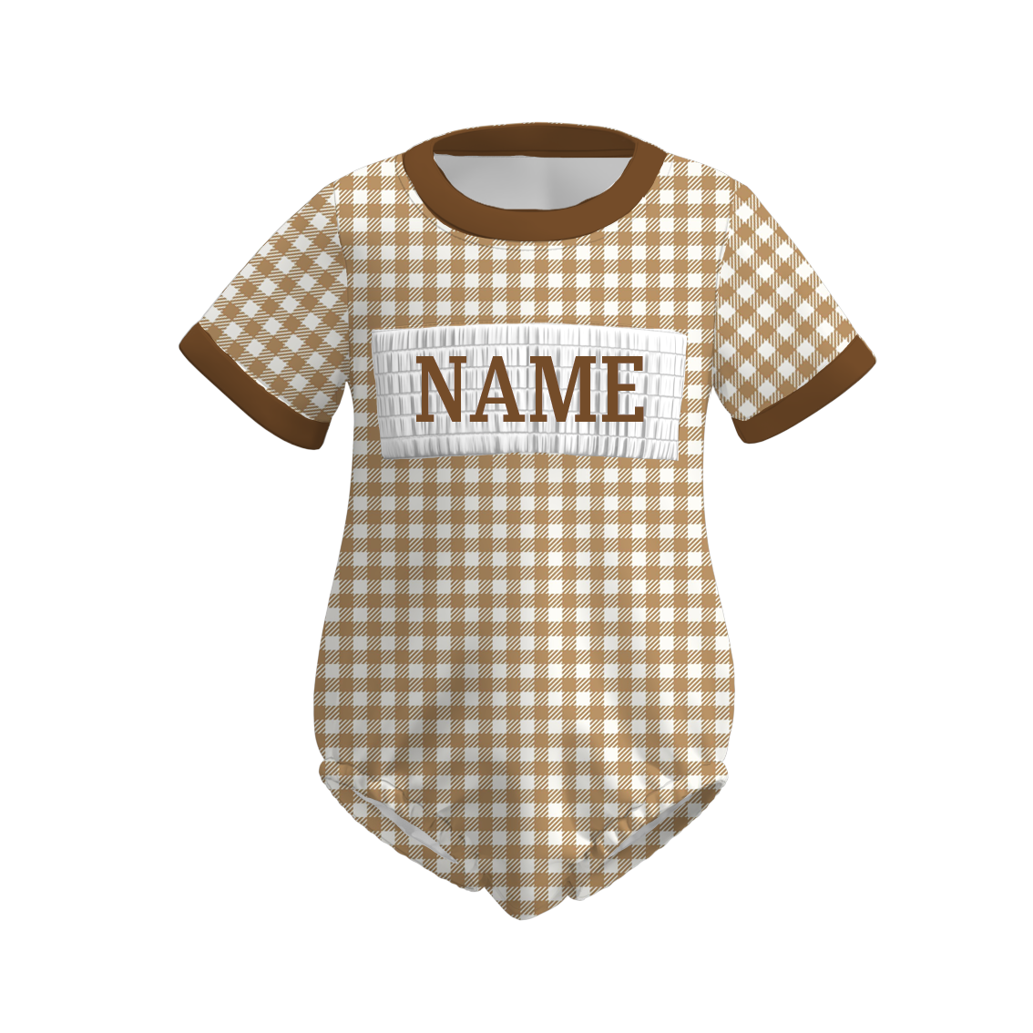 Kids Fall Custom Name Embroidery Brown Bow Plaid Sibling Clothes
