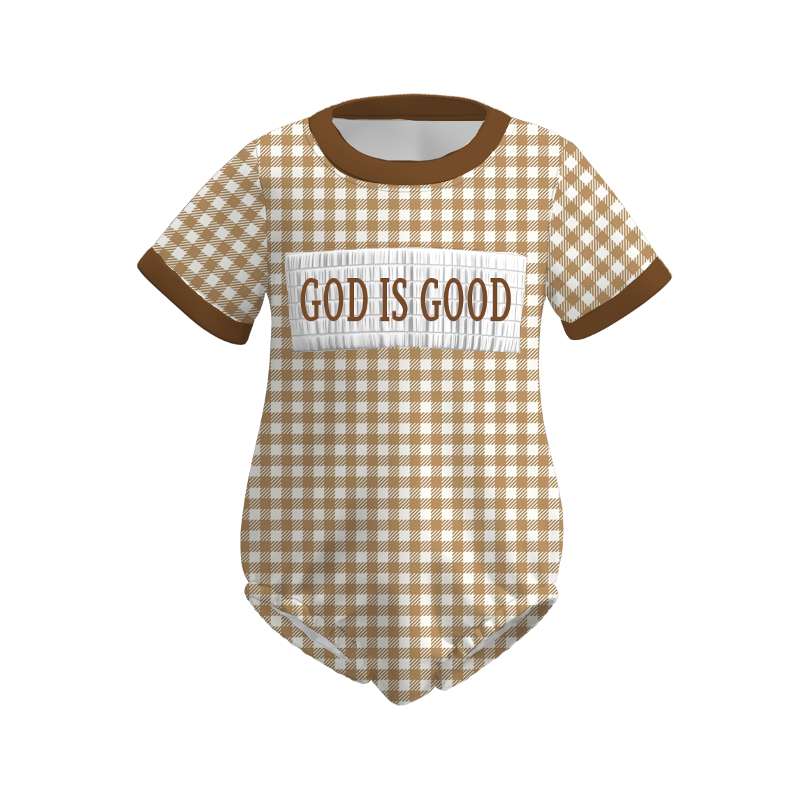 Kids Fall GOD IS GOOD Embroidery Brown Bow Plaid Sibling Clothes
