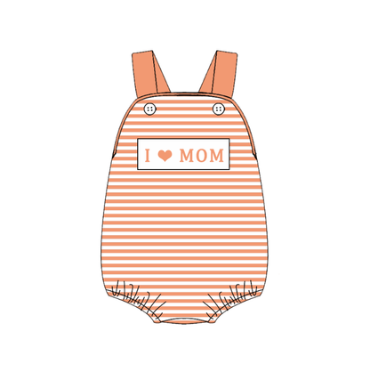 Kids Fall I LOVE MAMA Embroidery Orange Floral Sibling Clothes