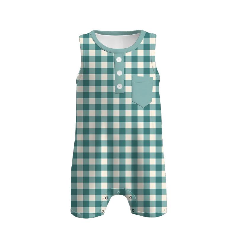 Kids Fall Autumn Green Pumpkin Plaid Dress Romper Top Sibling Clothes
