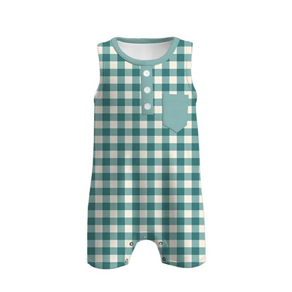 Kids Fall Autumn Green Pumpkin Plaid Dress Romper Top Sibling Clothes