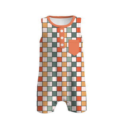 Kids Fall Autumn Orange Floral Plaid Dress Romper Top Sibling Clothes