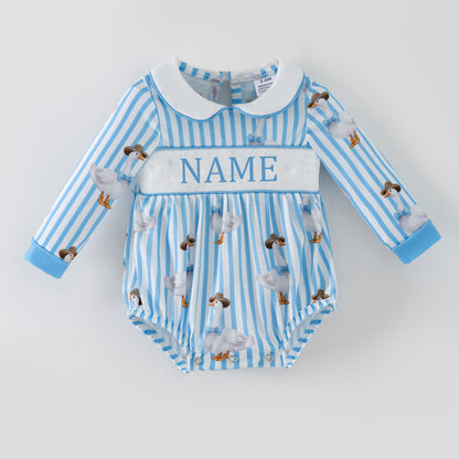 Kids Custom Name Gilly Goose Embroidery Smocks Sibling Clothes