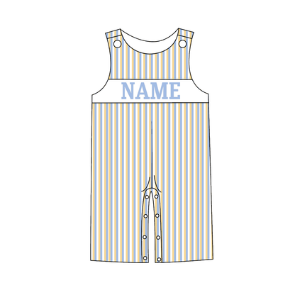 Kids Fall Custom Name Embroidery Floral Blue Stripes Sibling Clothes