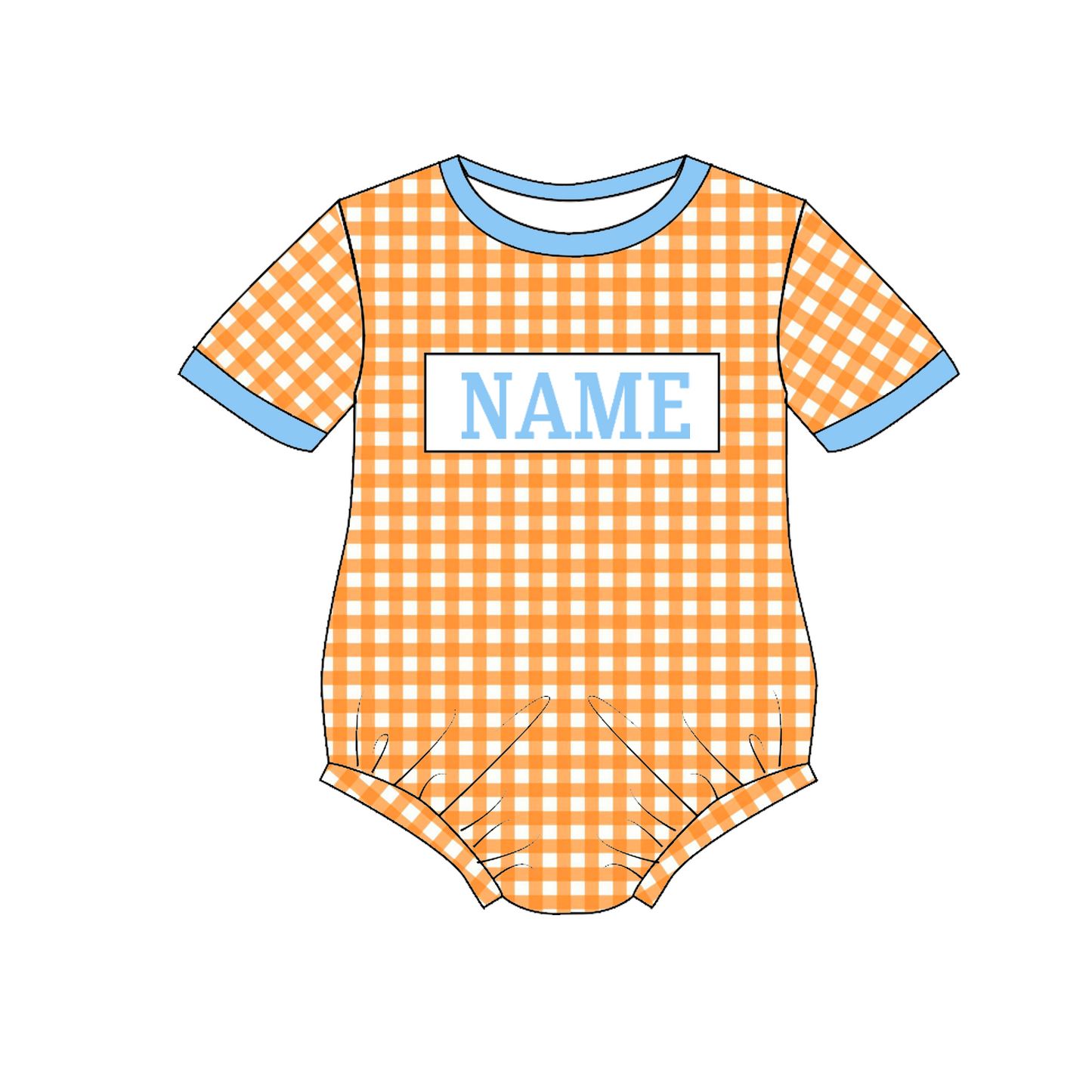 Kids Halloween Custom Name Embroidery Orange Blue Pumpkin Sibling Clothes