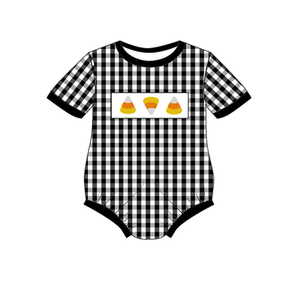 Halloween Candy Corn Sibling Outfit Set – Embroidered Smocked Collection