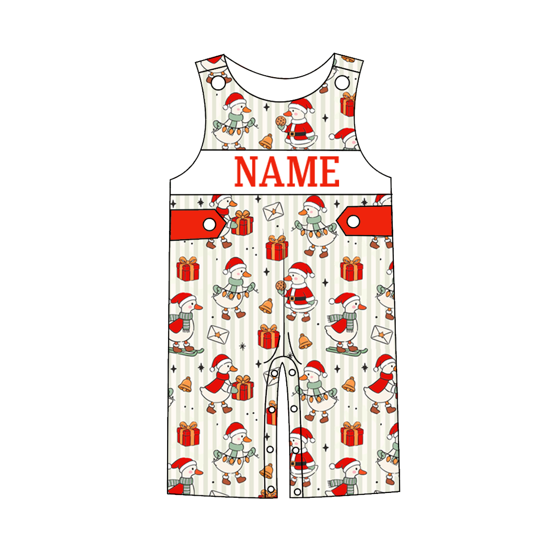 Christmas Silly Goose Print – Custom Name Embroidery Sibling Outfits