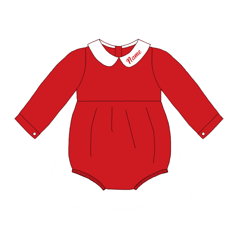 Red Corduroy Personalized Christmas Sibling Clothes – Custom Name Embroidery
